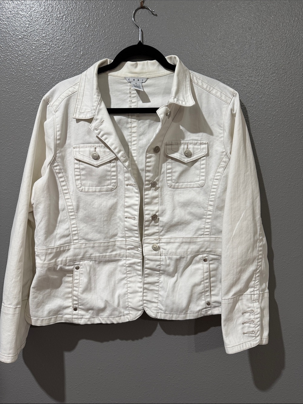 CAbi White Denim Jean Jacket - Women's Button-Front Trucker